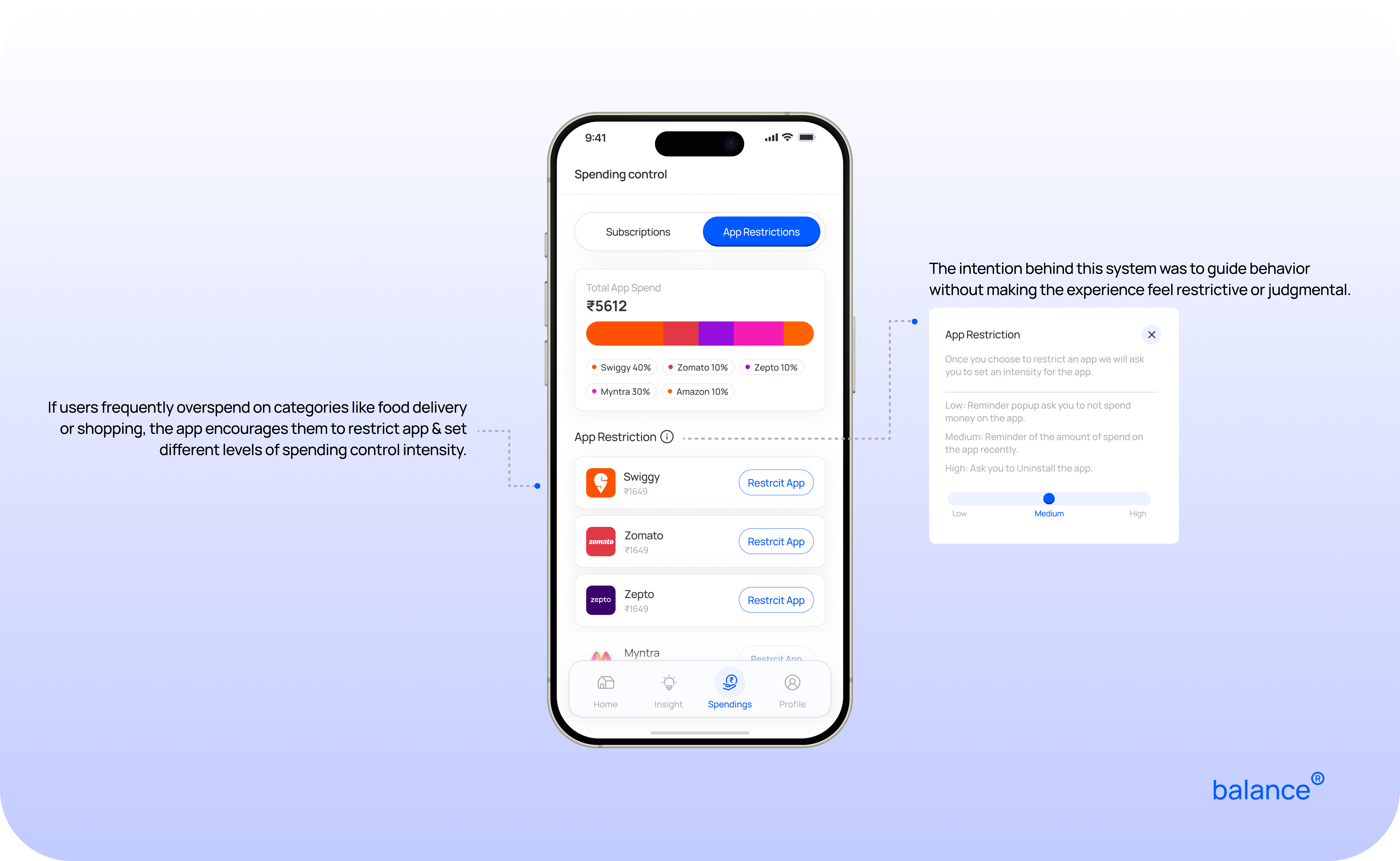 Balance app subscription-management screens
