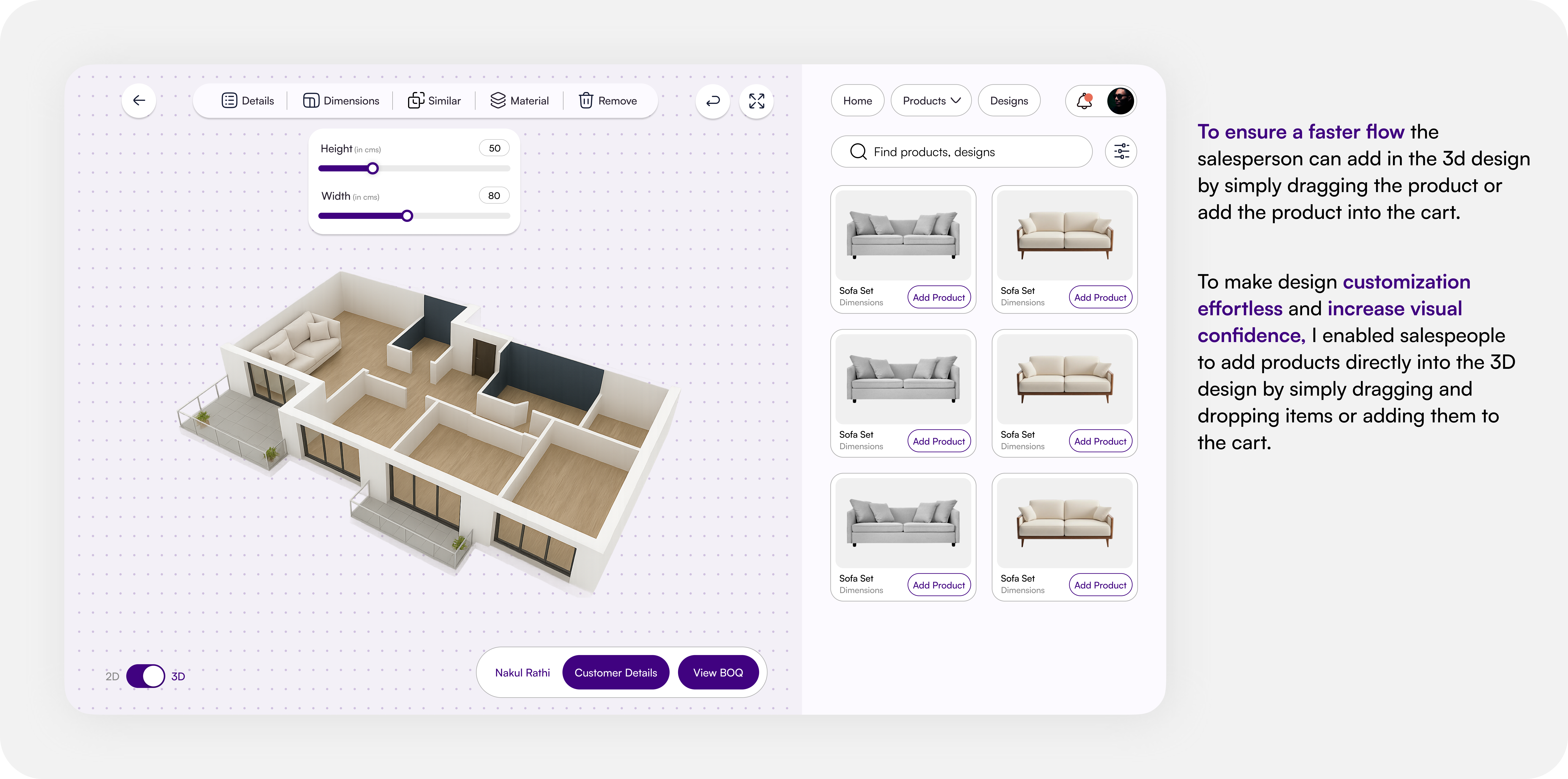 3D room design view