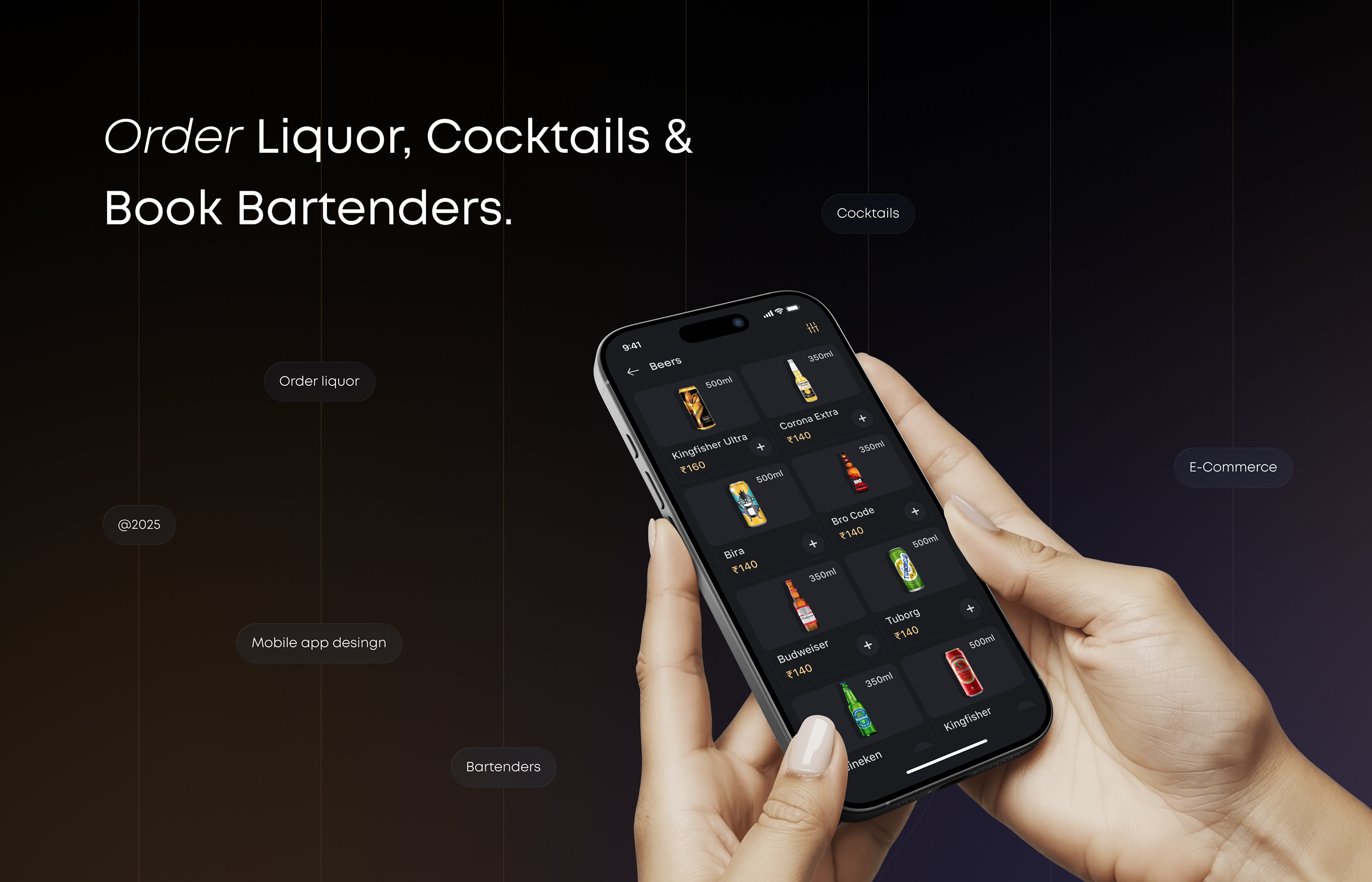 Booze application interface visual